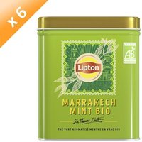 Lot de 6 LIPTON Thé Vert BIO Menthe de Marrakech, 100% d'origine naturelle, Agriculture Biologique et Equitable (6x145g)