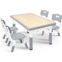 UISEBRT Table avec 4 Chaises pour Enfants Réglable en Hauteur Meubles en Plastique pour Garçons et Filles de 2 à 10 Ans Gris