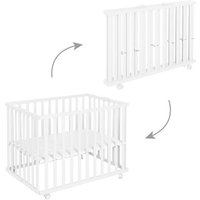 Parc Bébé Pliant en Bois ROBA - 74x100 cm - Réglable en Hauteur - Blanc