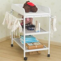 Table à Langer 3 Couches Portable Table à Langer Chambre Bébé avec 4 Roues Blanc