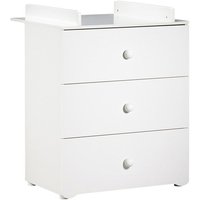 Commode à langer - Babyprice - Basic - 3 tiroirs - Boutons boule en bois blanc