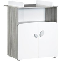 Commode bébé LEAF - 2 portes et 1 niche - 2 portes - Blanc - 76 x 97 x 66 cm