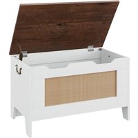 Coffre de rangement blanc de 76×40× 50 cm-Organisateur et banc coffre d’entrée supporte 159 kg-BLANC