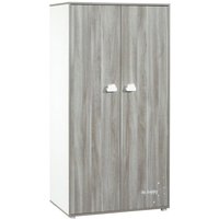 Armoire bébé Smile ours - Chêne silex - Blanche - 2 portes - 168x85x57cm - Babyprice