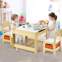 GOPLUS Ensemble Table et 2 Chaises pour EnfantsTable Double Face-Tableau Noir Chaises avec 2 Boîtes de Rangement Table de Dessin