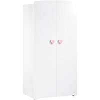 Armoire bébé Basic - MDF - Blanc - 2 portes - Bouton cœur rose - 85 x 175 x 56 cm - BABY PRICE