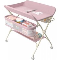 MIPAN.Table à Langer Pliable - Tables à Couches pour Bébé + Nouveaux-Nés - Hauteur réglable - Avce Sac de rangement - Rose