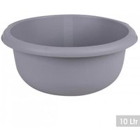 Bassine Ronde 10 litres Grise Cuvette en Plastique Solide Bac de Lavage Empilable Dia.34 x H.14 cm