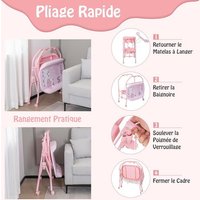 GIANTEX Table à Langer Bébé 0-12 Mois avec Baignoire 20L-Roulant et Pliable avec Espace de Rangement-Charge 35KGRose