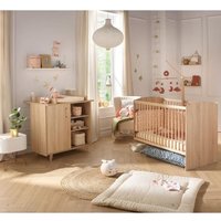 Chambre duo bébé - SAUTHON - Sam Chêne doré - Lit bébé 120 x 60 cm et commode à langer