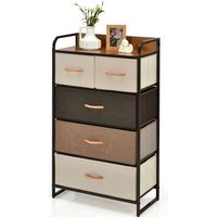 DREAMADE Commode 5 Tiroirs en Tissu Petit Meuble de Rangement avec Cadre Métal Rangement de Vêtements et Jouet pour Chambre
