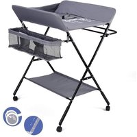 Table à langer Pliable pour bébé avec Roulettes Sac de rangement - Hauteur réglable -Gris