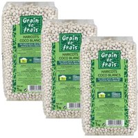 Lot 3x Haricots coco blancs - Grain de Frais - paquet 1kg