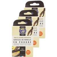 Sainte Lucie - Lot 3x Gousses de vanille en poudre - Flacon 3g