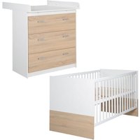 Chambre Bébé Duo ROBA - Gabriella - Lit Évolutif 70x140 + Commode à Langer Compacte - Bicolore