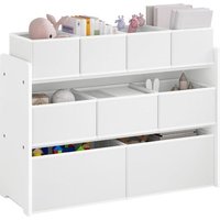 Étagère de Rangement Enfant Meuble Rangement Jouet 9 Boîtes Amovible en Tissu Non-tissé 92x30x60/68cm Blanc E0EG0065