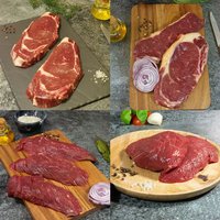 Simmental Beef Pack: 2 Sirloin Steaks, 3 Flank Steaks, 2 Beef Tenderloin Steaks, and Sliced Beef - 1.5kg
