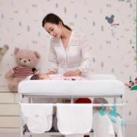 JEOBEST Table à langer pour bébé LUXS avec roulettes et rangement - Blanc - LUXS