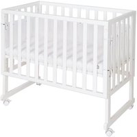 Berceau Cododo ROBA 3en1 Réglable - Bois Blanc - Matelas - Barrières - Pourtour en Maille - 90 x 45 cm