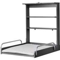 ROBA Table à Langer Murale Pliante avec Matelas à Langer Imperméable et Étagères Intégrées - Facile à Installer - Bois Anthracite