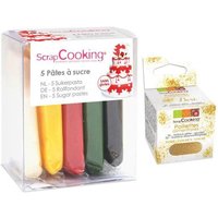 5 pâtes à sucre de Noël + paillettes dorées