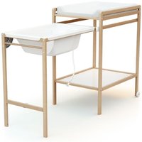 WEBABY - Table à Langer avec Baignoire en bois LILO Hêtre Verni -