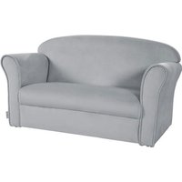 ROBA Mini Canapé Enfant en Velours Lil Sofa - Dossier Confortable avec Accoudoirs - Gris