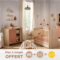 Chambre bébé complète Lit et Commode à langer avec claustra - TOKYO