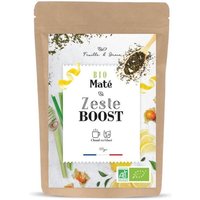 Zest Boost - Maté Vert Aromatisé Bio - Fruits Mélangés et Feuilles en Vrac - Plante Naturelle pour Infusion de qualité - Poids 100g