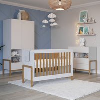 Chambre complète 2 portes 3 tiroirs Kocot Kids - 66 x 130 x 89cm - Blanc et bois