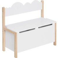 WOLTU Coffre de Rangement pour Enfants 2 en 1 Banc et Coffre à Jouets avec Dossier 60x25.5x55cm Blanc
