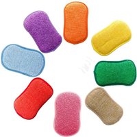 Lot de 5 éponges vaisselle reutilisable eponges, Double Action en Microfibre antibactériennes et résistantes pour Nettoyer Vaisselle