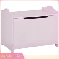 LIA Coffre à jouets enfant vérin pneumatique MDF rose 60x40x48cm