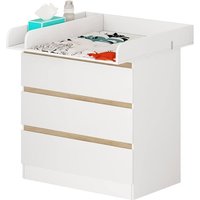 WOLTU Commode à Langer avec 3 tiroirs - avec Table à Langer - pour bébé en aggloméré et MDFBlanc