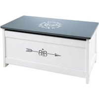 Coffre à Jouets en Bois ROBA - Rock Star Baby - Couvercle Rabattable - Blanc / Gris