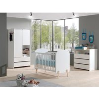 Ensemble chambre complète - Vipack - Lit bébé 60x120 - Commode 3 tiroirs et Armoire 2 portes Kiddy - Blanc