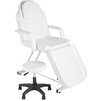 Table de massage Cadre en fer  - jambe et dossier réglable avec Tabouret - 186 x 82 x 70cm Blanc