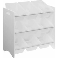 Meuble de rangement pour enfant avec 9 casiers. blanc - Tobias - MDF décor bois naturel. 64x29.5x60cm