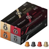 Un mélange de toutes nos variétés (Risretto, Lungo, Cremoso, Moka)Compatibles avec les machines Nespresso et L'Or Barista.Torréfié