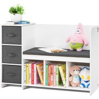 Banc de Lecture pour Enfants-VEVOR-Banc de Rangement à 6 Compartiments avec 3 Tiroirs-pour Salle de Jeux Chambre-Blanc