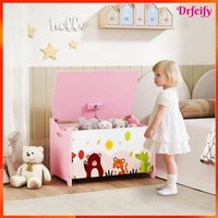 12753 Coffre à jouet enfant coffre de rangement enfant couvercle rabattable motif animal 60 x 37 x 39 cm rose