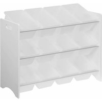 Meuble de rangement pour enfant avec 12 casiers. blanc - Tobias - MDF décor bois naturel. L 84 x P 29.5 x H 60cm