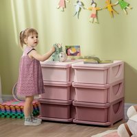 Boîte de rangement en plastique rose pour jouets 6 tiroirs organisateur de jouets commode pour chambre denfant