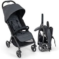 Poussette Compacte Légère COSTWAY-Pliage à Une Main-0 à 36 Mois-AuventDossier Ajustable-Harnais à 5 Points Panier-15KG-Gris
