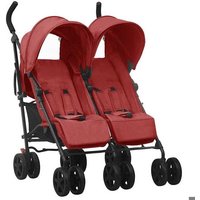 vidaXL Poussette à deux places Rouge Acier