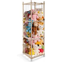 Rangement pour Peluches Range Peluche en Bois Roues équipées dun Frein à 360° 138 * 41 * 41cm Meuble Rangement Jouet Enfant