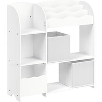 Petit meuble de rangement pour Livres et Jouets avec 2 Boîtes de Rangement pour Salle de Jeux Chambre d’Enfants Blanc Nuage