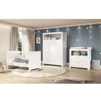 Chambre bébé Trio : Lit 70 x 140 cm + Commode à langer + Armoire OLIVIA - Blanc - TREND TEAM
