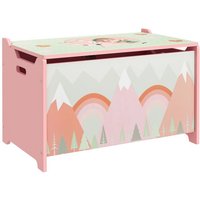 Coffre à jouet enfant - coffre de rangement enfant - ZONEKIZ - couvercle rabattable motif de forêt - 60 x 37 x 39 cm - vert