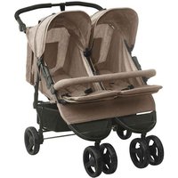 vidaXL Poussette à deux places Taupe Acier